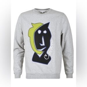 $650 Carven Mottled Grey Molleton Vallauris Embroidered Sweatshirt Fleece Mask L